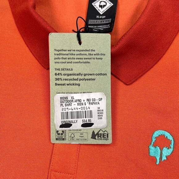 NEW Outdoor Afro x REI CO-OP Short Sleeve Polo Shirt Papaya XL - Picture 9 of 14
